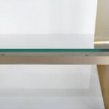 Vintage coffee table in gold metal and double glass top, 70s