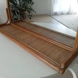 Miroir tablette vintage en rotin