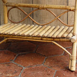 Vintage bedside table, rattan and bamboo