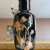 Japanese 'kacho' vase decorated with flowers and a bird