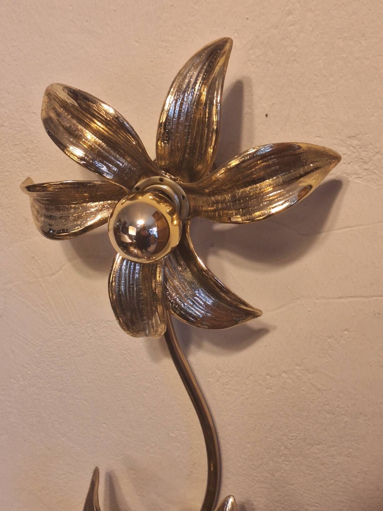 Brass organically shaped double ceiling or wall lights, 1970s