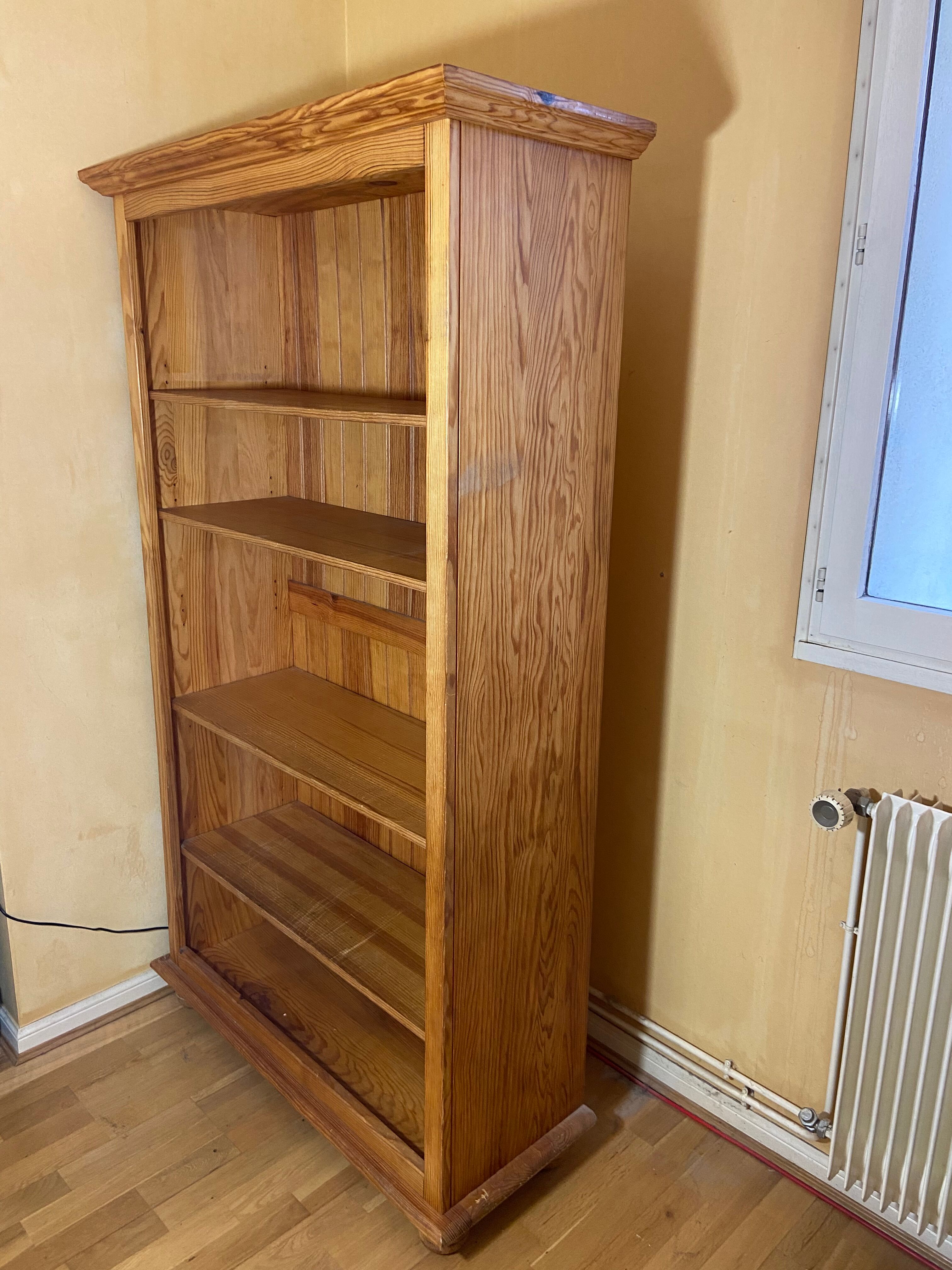 Bookcase solid pine shelf 1980