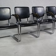 Set of 4 vintage tubular steel lounge chair