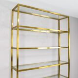 Hollywood Recency Brass and Crystal Shelving, France 70s