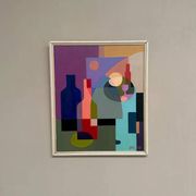 Original Swedish Oil on Canvas – "Abstract Still Life" by BMK (1993) – Signed – Vintage and Framed – 60 × 51 cm