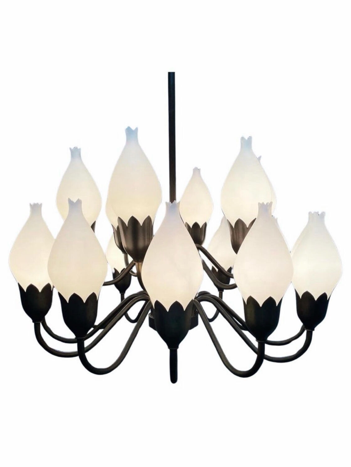 Mid-Century 18-Arm Tulip Pendant Chandelier by Fog & Mørup, Denmark