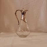 Carafe in glass and silver metal, 20th century
