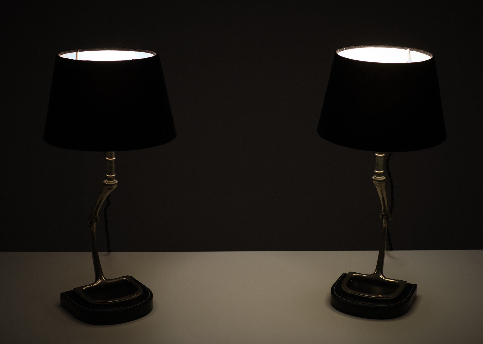 Pair of Eichholtz table lamps with stirrups from 1980s
