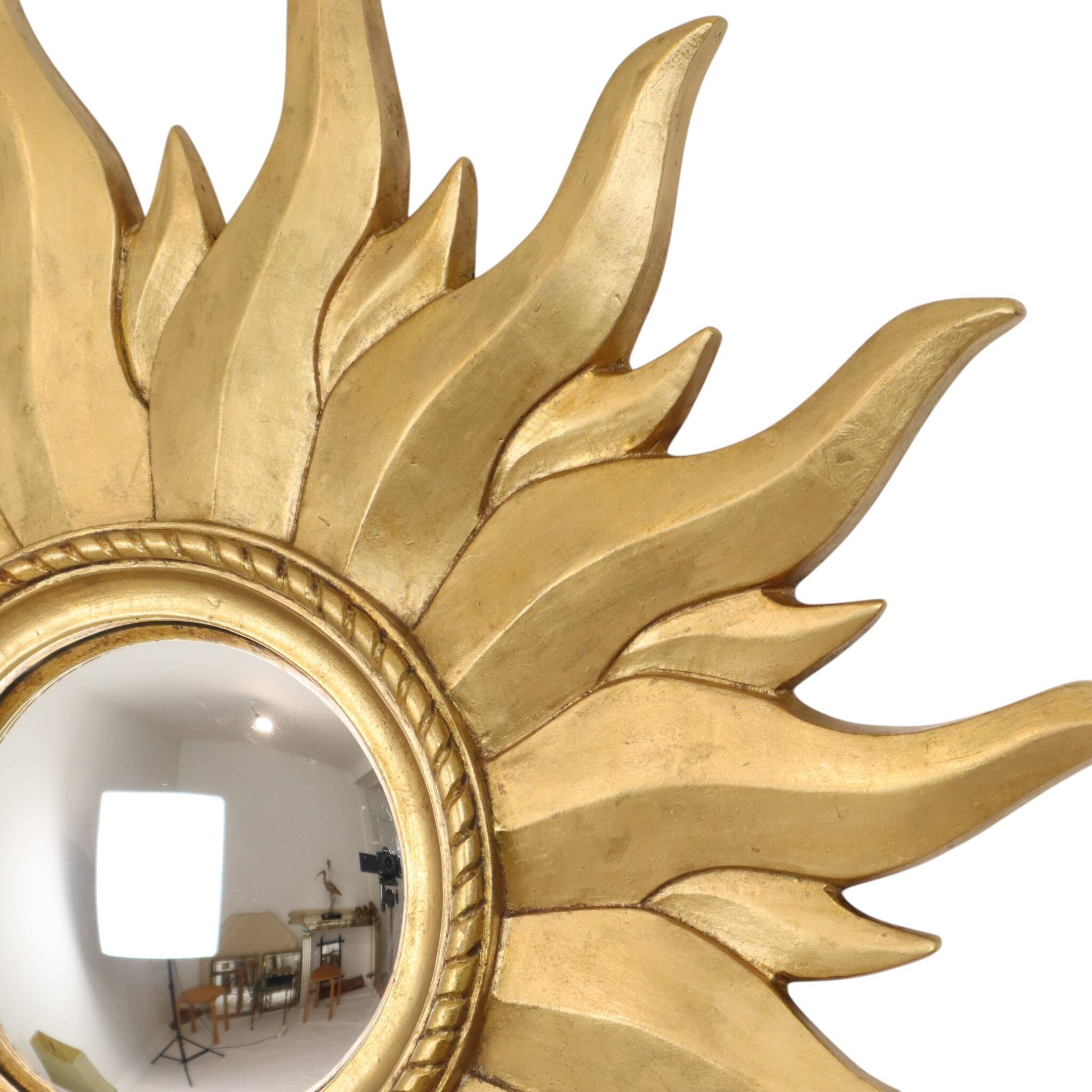 Vintage Gold Sunburst Convex Mirror 54cm