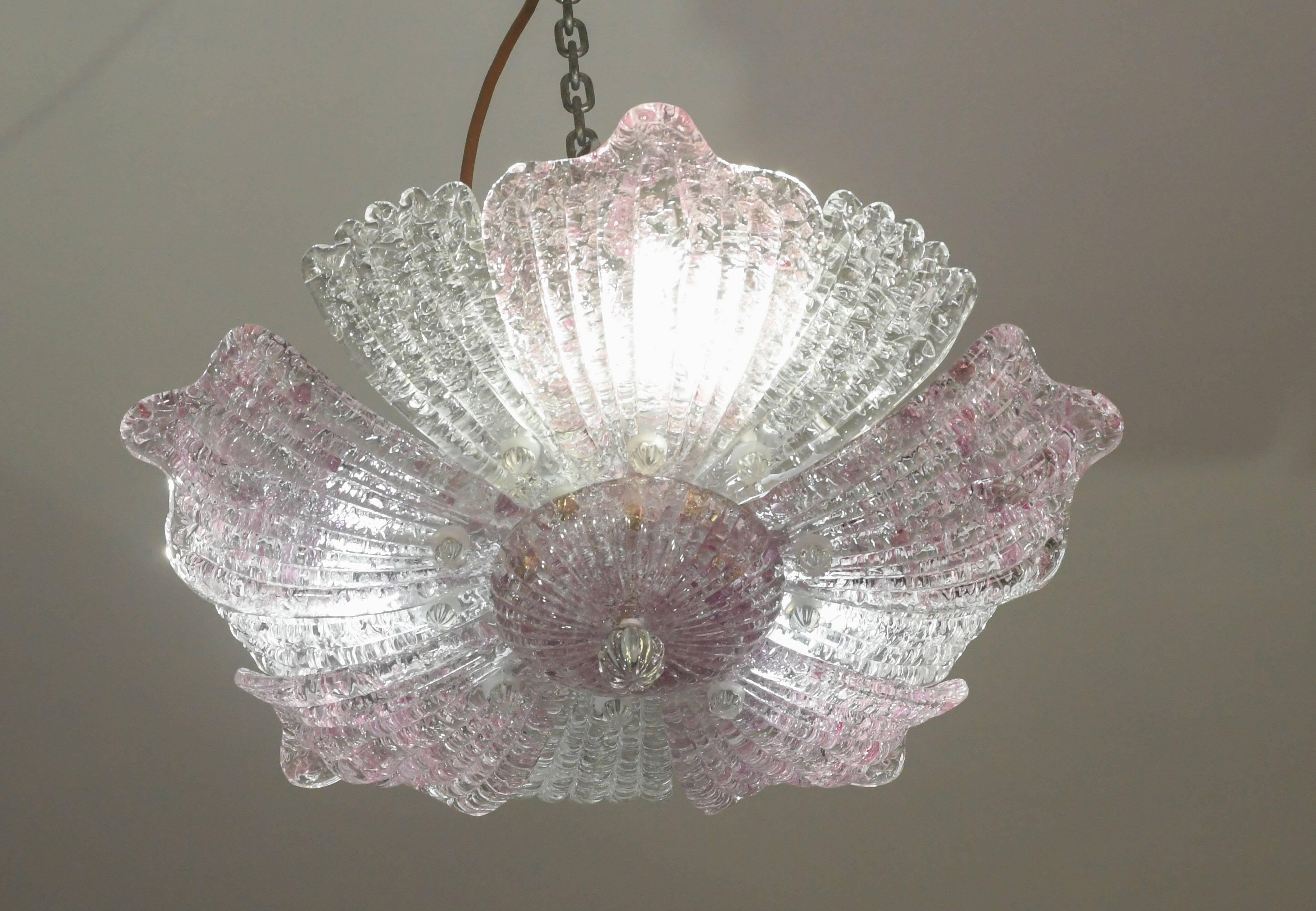 Vintage Murano glass ceiling lamp pink