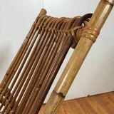 chaise longue italienne vintage en rotin