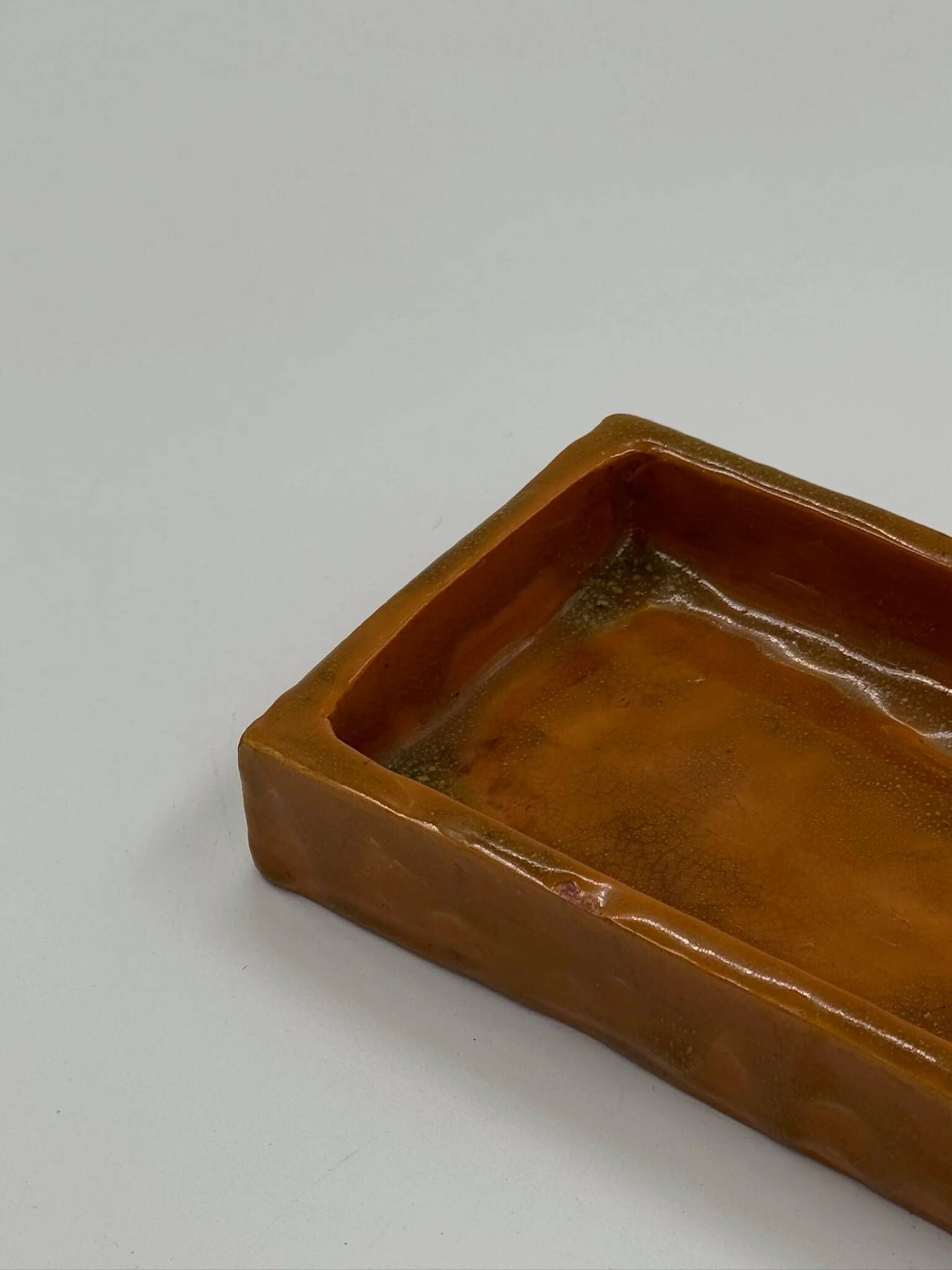 Vide-poche vintage en céramique émaillée ambrée