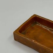 Vide-poche vintage en céramique émaillée ambrée