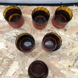 Old Service Whisky Carafe + Bucket Ice Cubes + 6 Glasses Vintage Smoked Glass