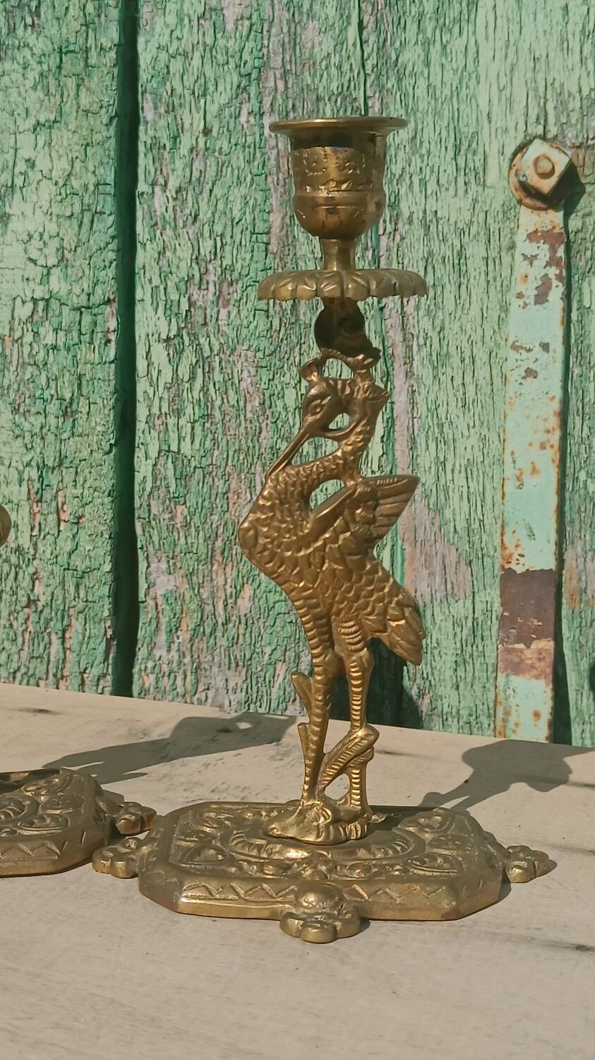 Antique bronze candlesticks