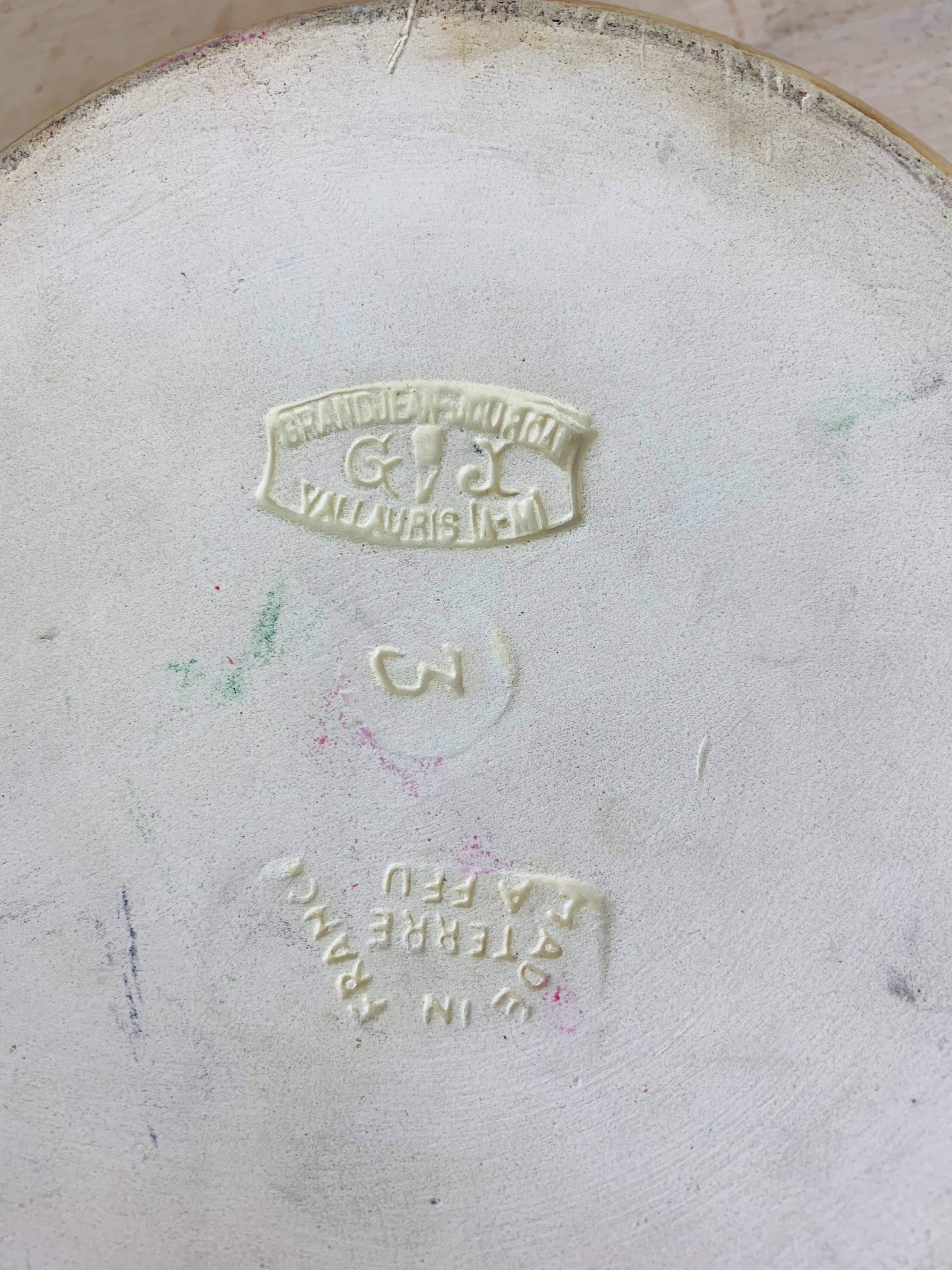 Pitcher and pan Grandjean Jourdan Vallauris, ceramic wood effect