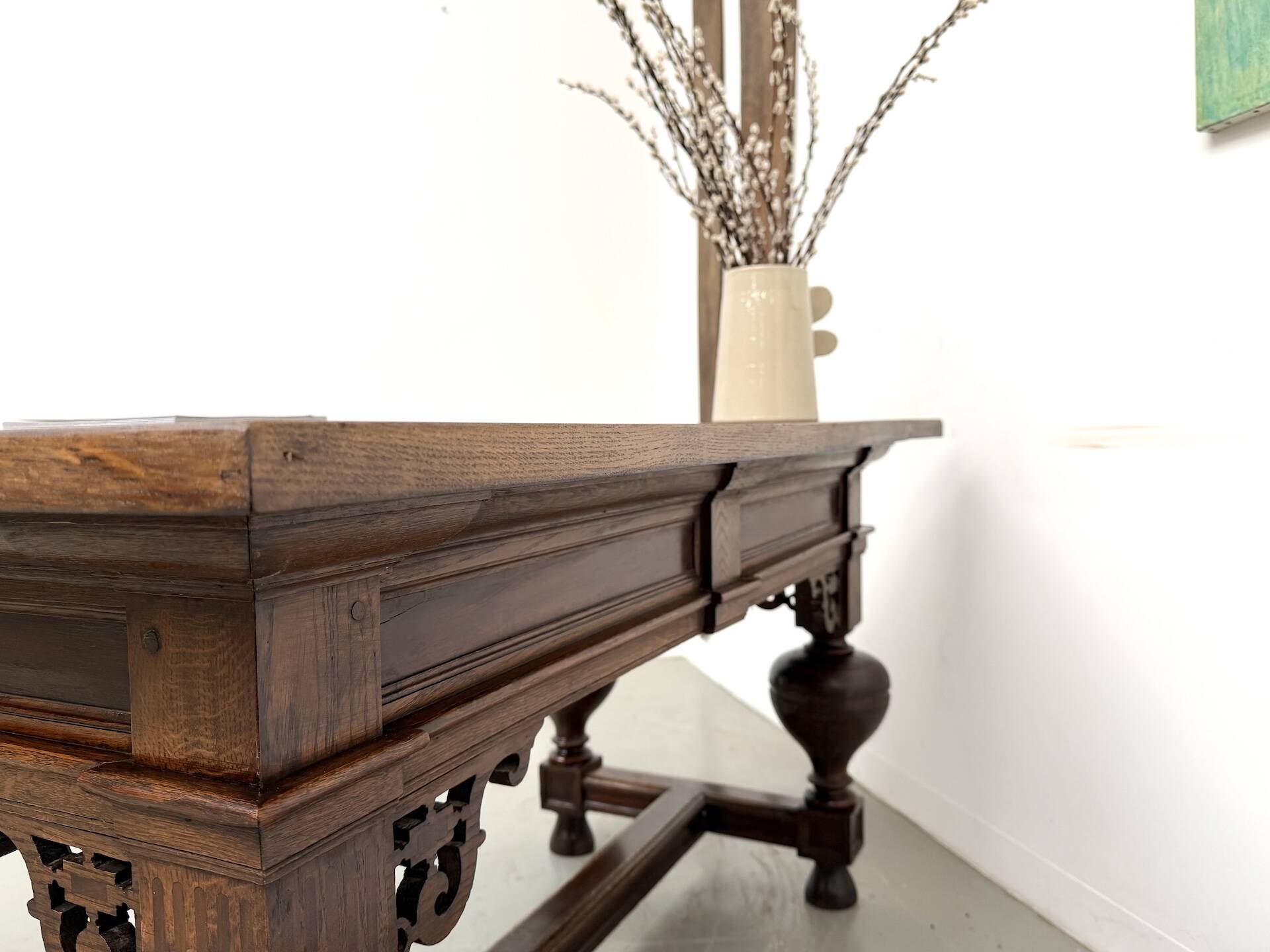 Neo-Renaissance desk in solid oak, circa 1900