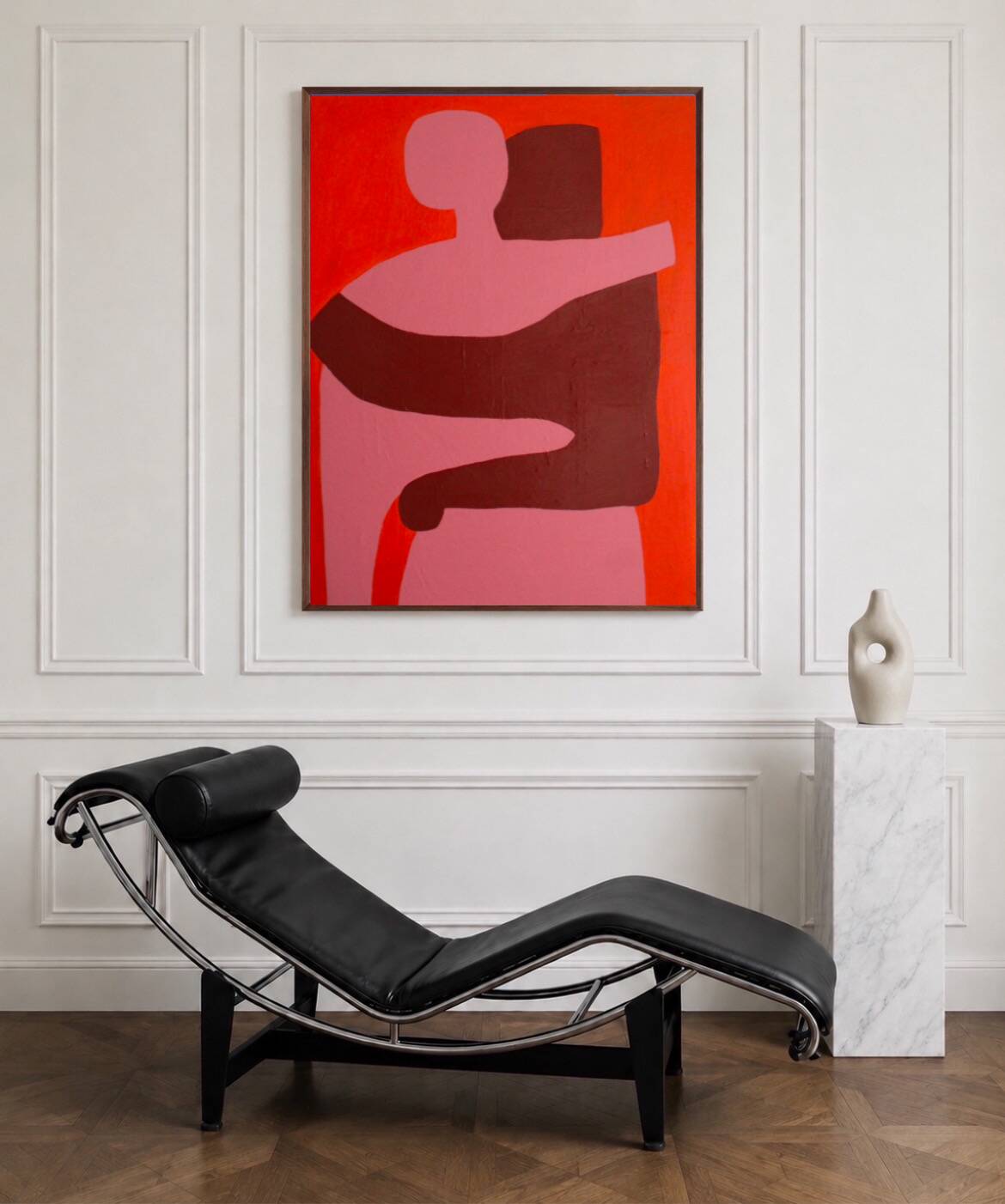 Can I hold you, figurative painting of a couple on canvas signed?