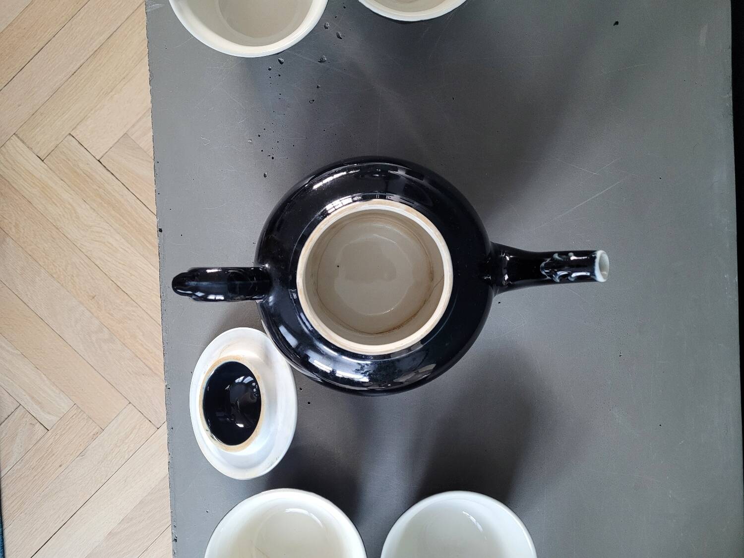 Antique black and white ceramic coffee set