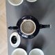 Antique black and white ceramic coffee set