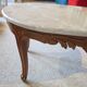 Oval coffee table - carved wood - white veined marble - Regency / Louis XV style