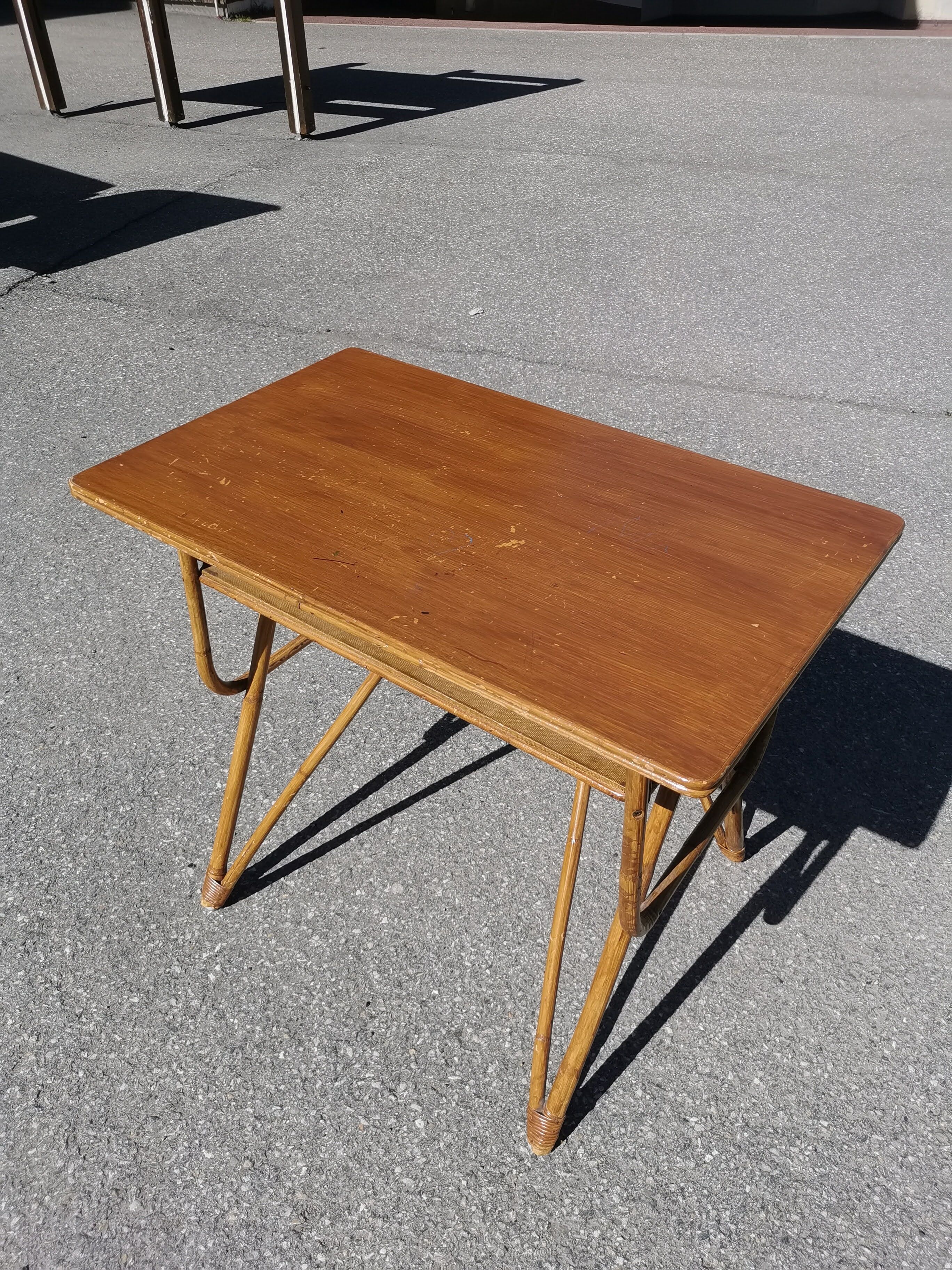 Rattan and vintage bamboo desk