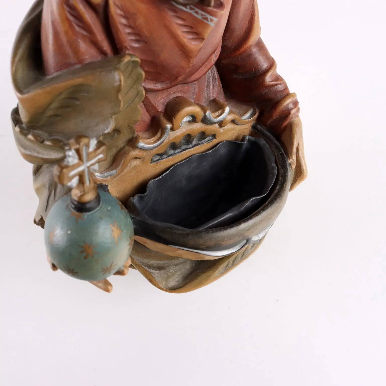Antique holy water font with religious subject, Italy, 20th century.