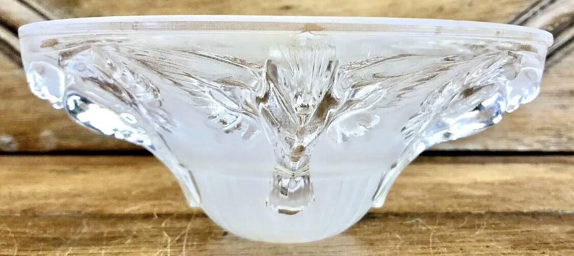 Art Deco lamp with glass tube base Petitot bird basin signed Jean Boris Lacroix