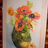 Bouquet of anemones in a copper vase