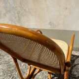 Thonet style rocking chair in bent beech wood and vintage canework