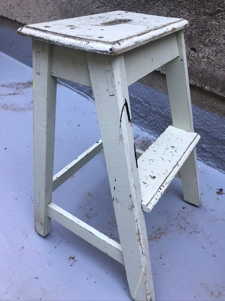 Escabeau marche pied bois vintage