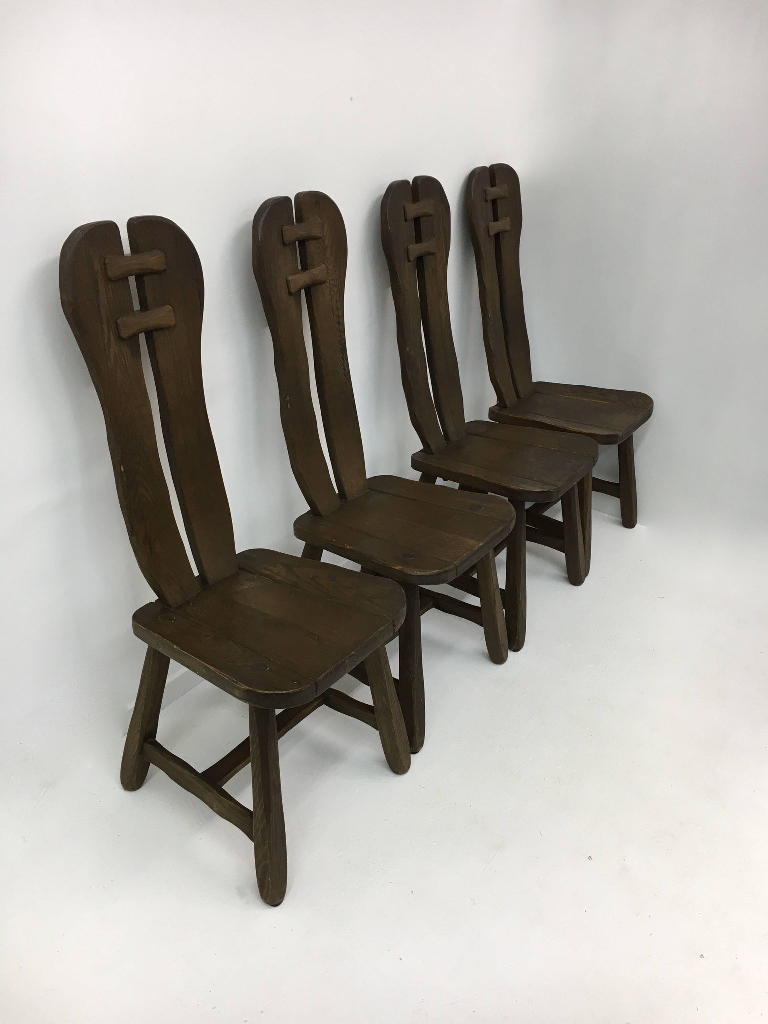 Set of 4 Belgian Brutalist Dining Chairs from De Puydt, 1970’s
