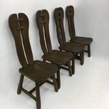 Set of 4 Belgian Brutalist Dining Chairs from De Puydt, 1970’s