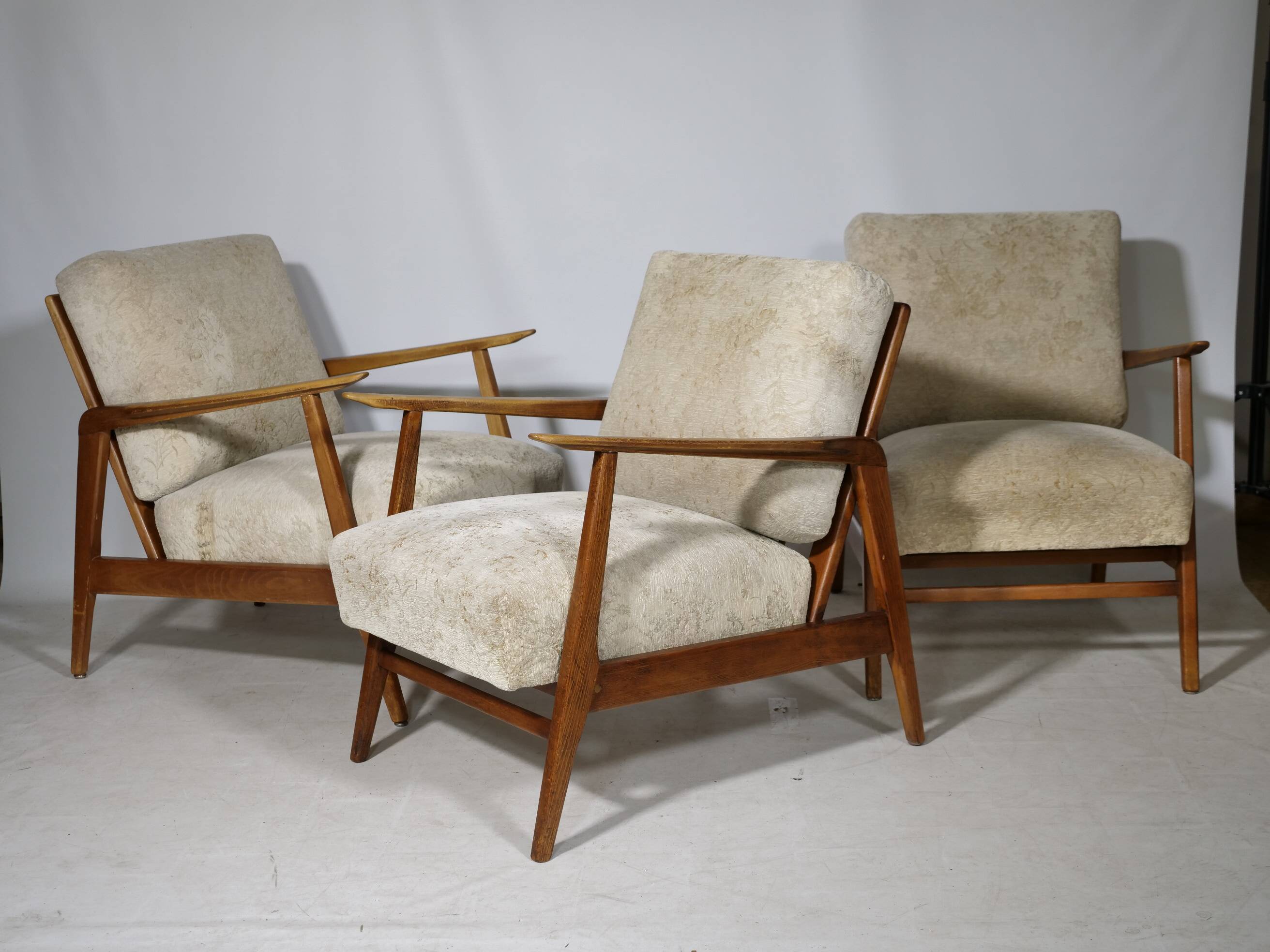 Chaises de salon en teck scandinaves des années 60, ensemble de 3.