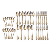 Lot of 36 silver-plated cutlery, large and small forks and spoons.