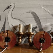 Pair of gilded wood sconces