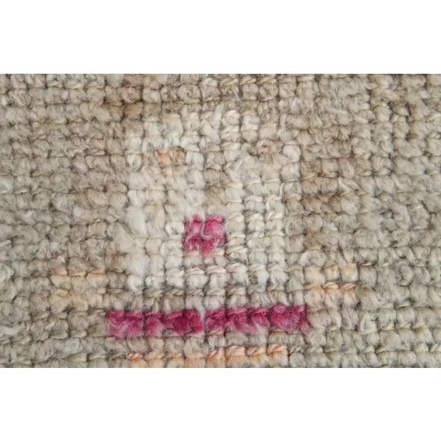 Vintage Turkish Oushak handmade wool cotton pink runner rug 85x370