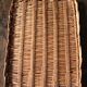 Large rectangular dark wicker tray with two vintage handles