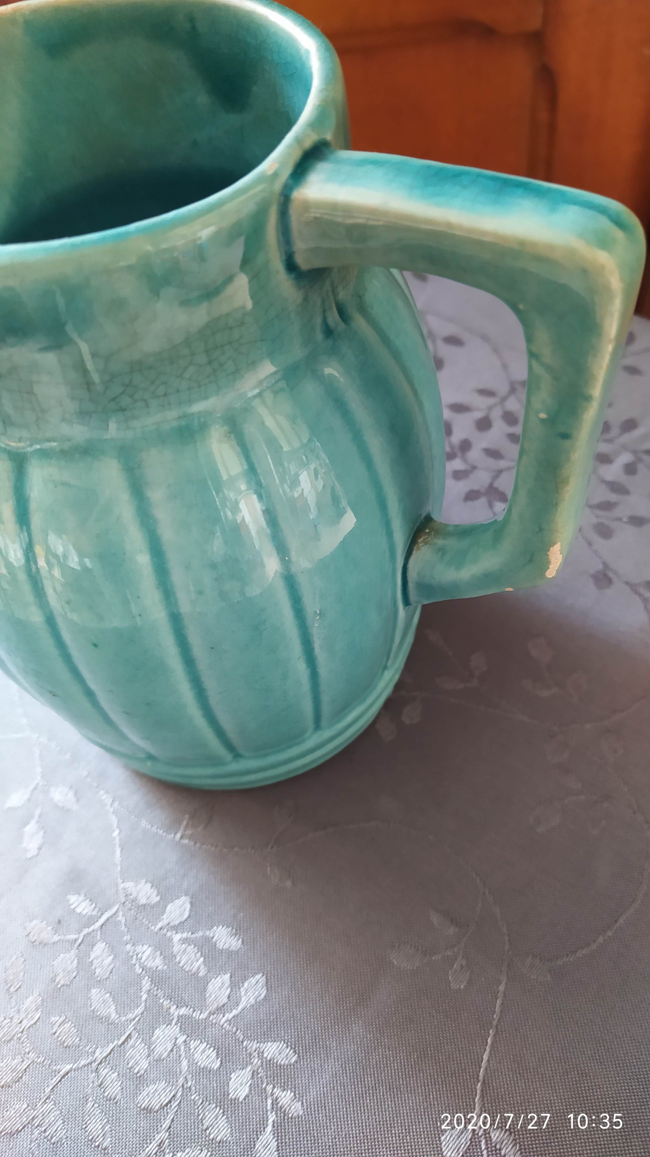 Old orchie ceramic pitcher