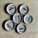 SIX vintage Gien spaghetti plates - Cordon Rouge Series