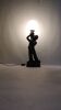 Vintage 1970s statue lamp – Black figurine in Art Deco style, opal ball.