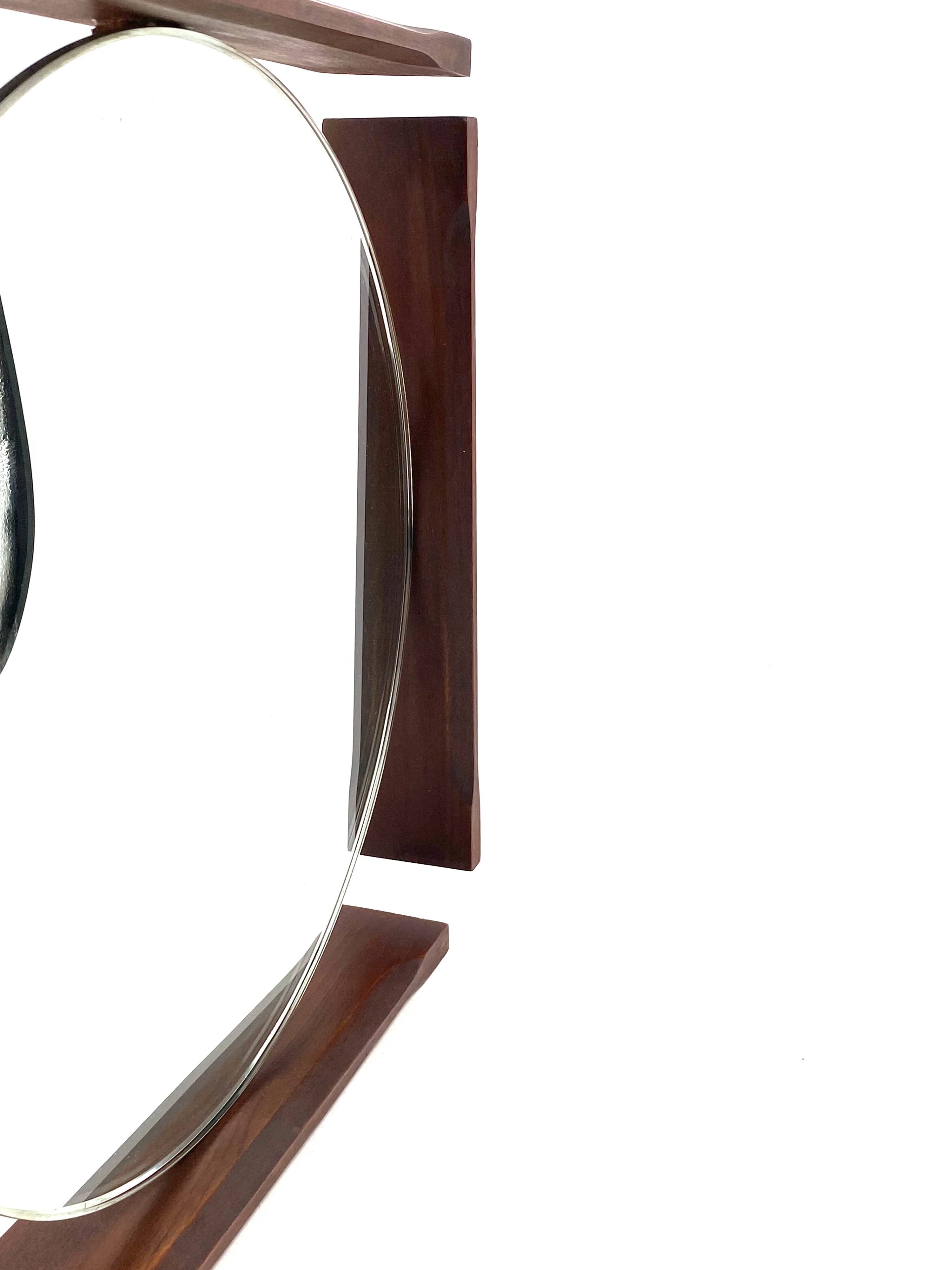 Mid-century teak table / wall mirror / vanity, Italy 1960s