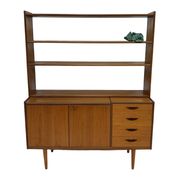 Armoire murale vintage en teck, bibliothèque, bureau, design danois, années 60