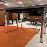 Knoll oval table with black marble and chrome legs by Joe d'Urso, 1983