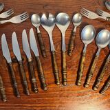 Set of wooden handle cutlery from the 80s Rosfrei