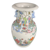 China, polychrome porcelain vase with relief decoration, 20th century