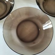 Set of 5 vintage Duralex deep plates – smoked brown glass