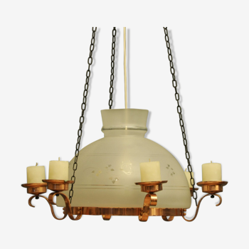 Scandinavian copper ceiling lamp with candles