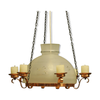 Scandinavian copper ceiling lamp with candles