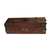 Old studded wooden box adorned with flat iron